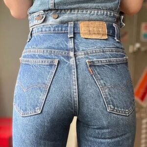 Levi’s 549 Orange Tab Vintage Sz 27 High Rise Jeans Thrashed Cotton USA Made